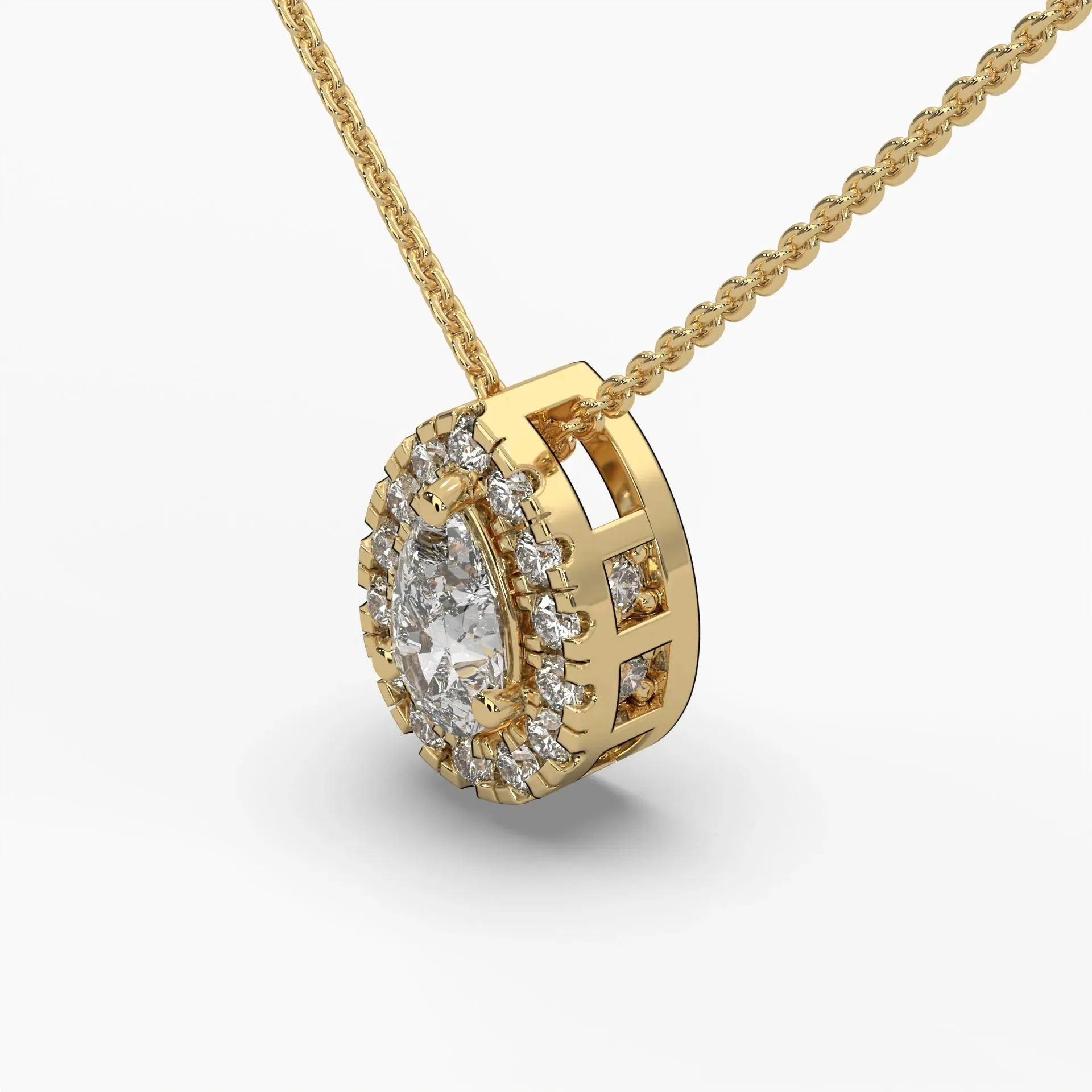 0.60ctw Pear Lab Grown Diamond Pendant Necklace | 14k Gold