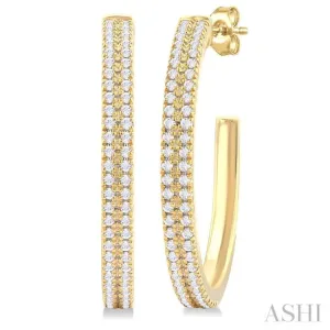 1/3 ctw Double Row Round Cut Diamond Fashion Half Hoop Earring in 10K Yellow Gold 1/3 ctw Double Row Round Cut Diamond Fashion Half Hoop Earring in 10K Yellow Gold