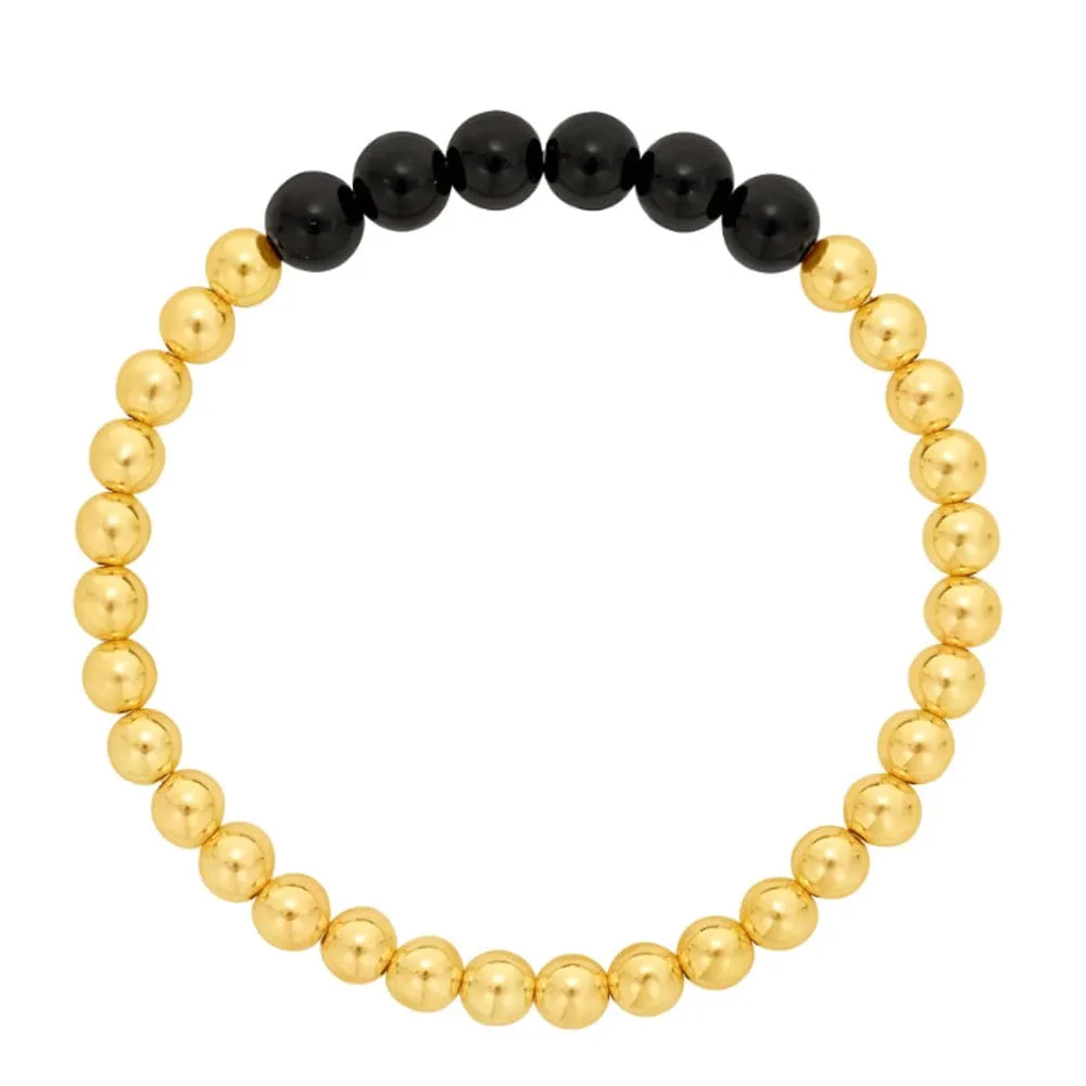 14k Gold Filled Bracelet with Onyx 6mm Stretch