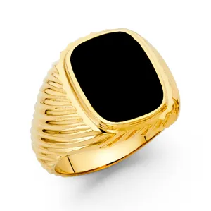 14K Ribbed Onyx Ring