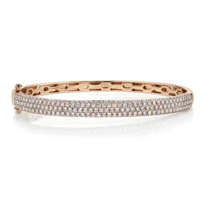 14K Rose Gold Diamond Pave Thin Bangle