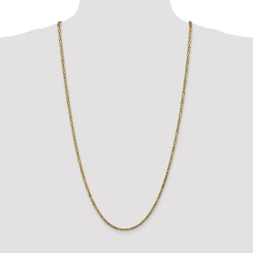 14K Yellow Gold 2.5mm Byzantine Bracelet Anklet Choker Necklace Pendant Chain