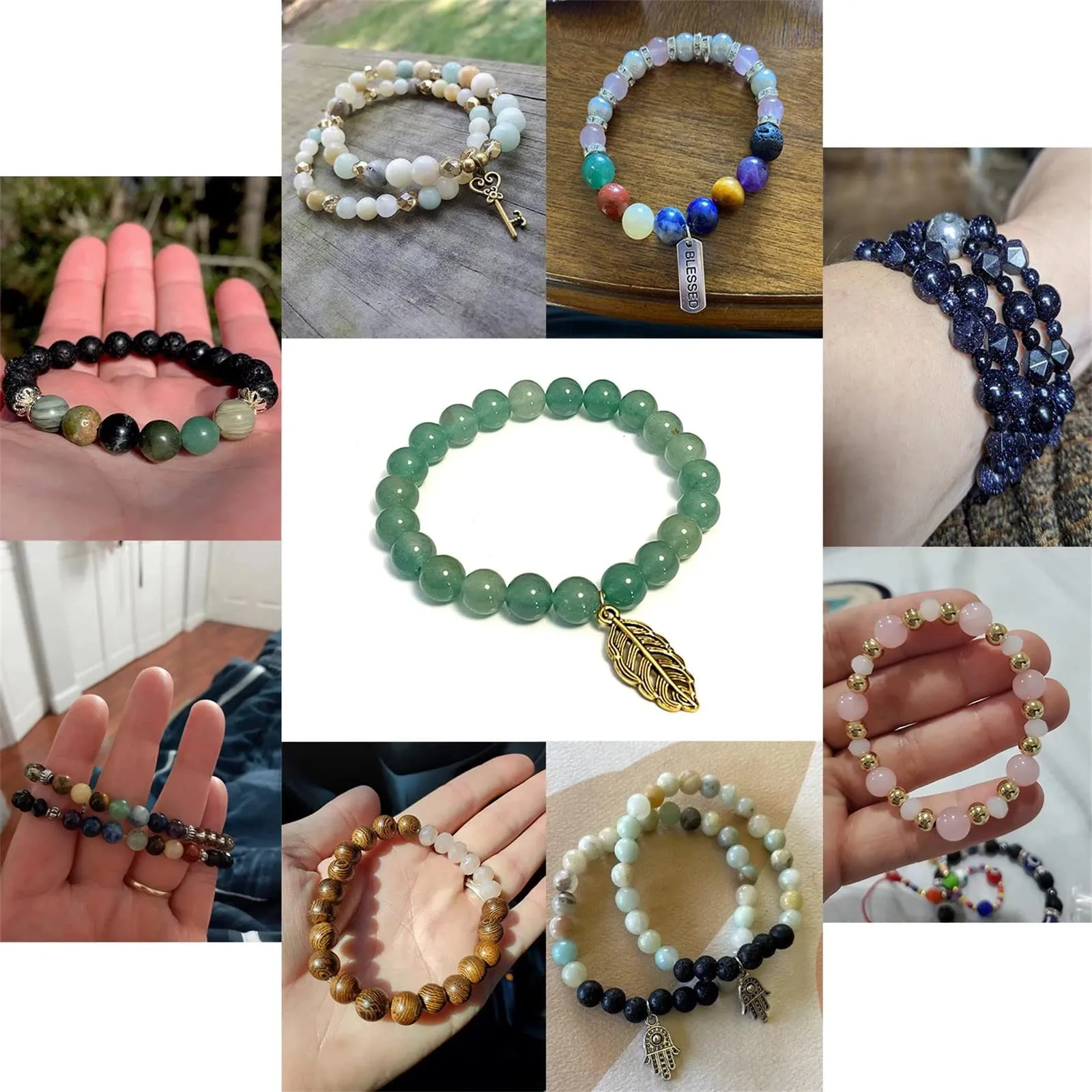 8mm 45pcs Natural Green Peridot Crystal Quartz Beads for Jewelry Making Round Loose Beads DIY Bracelet Necklace Accessories Energy Healing Power Stone Beads 8mm