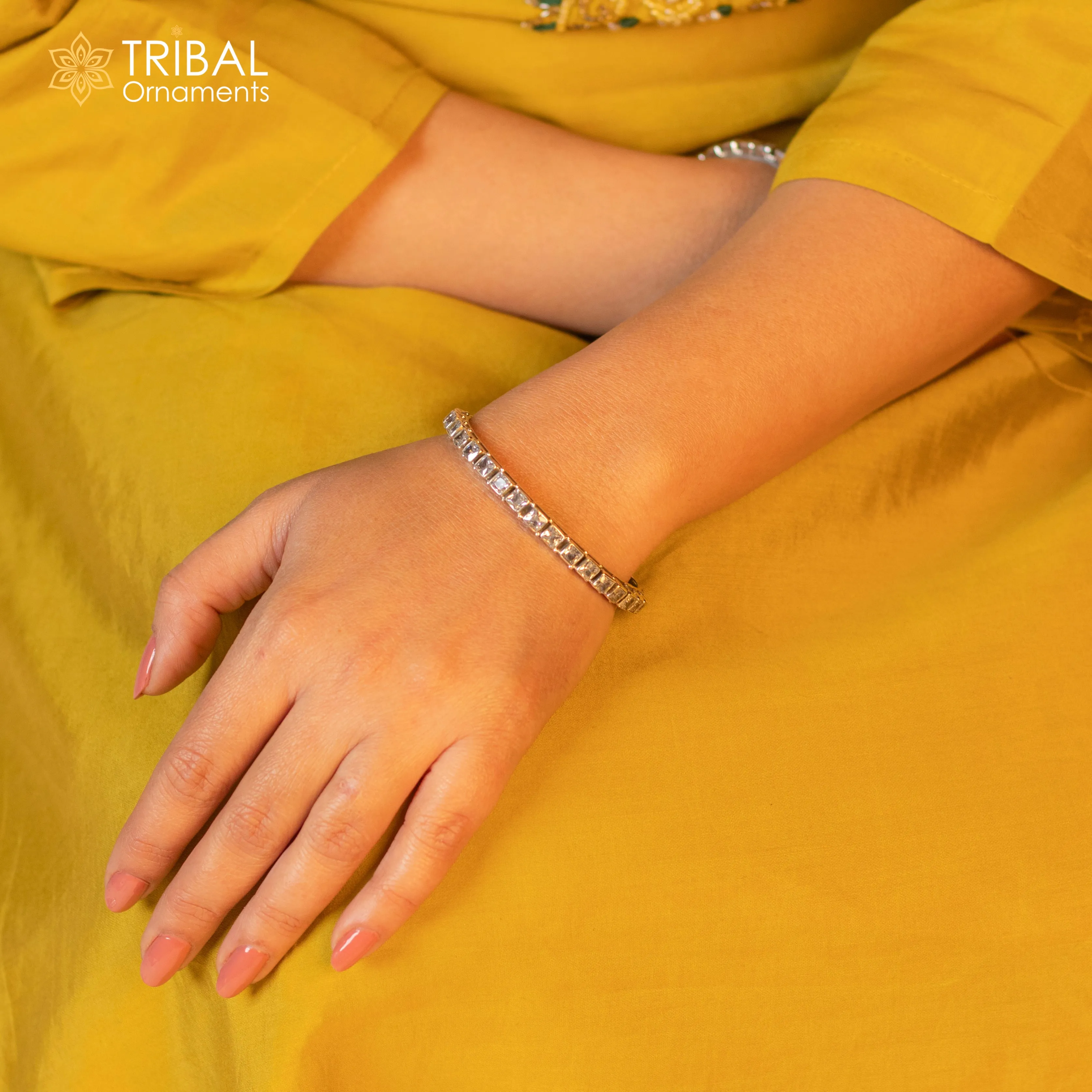 925 sterling silver qubic zircon stone wedding anniversary gifting functional bangle bracelet  vintage tribal jewelry nba434