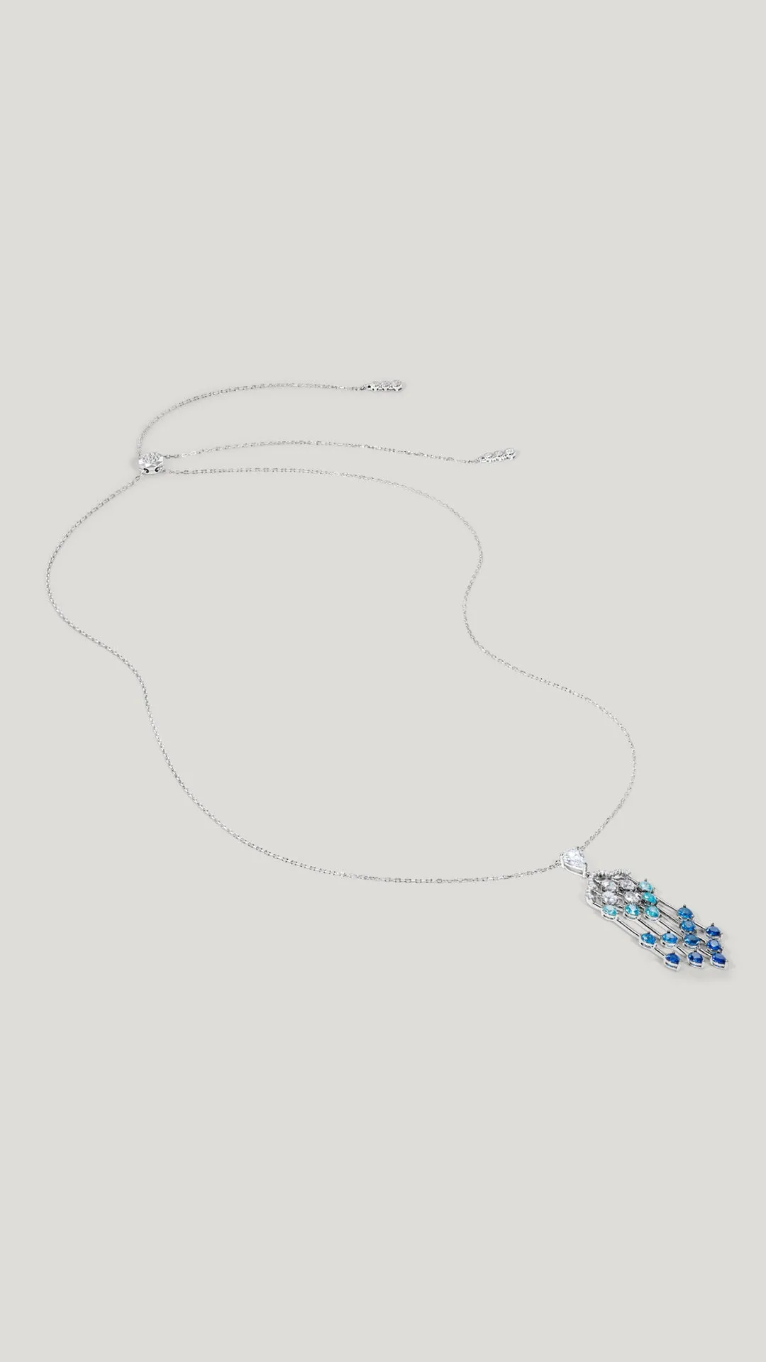 Alba Necklace Sapphire Rain White Gold Plated