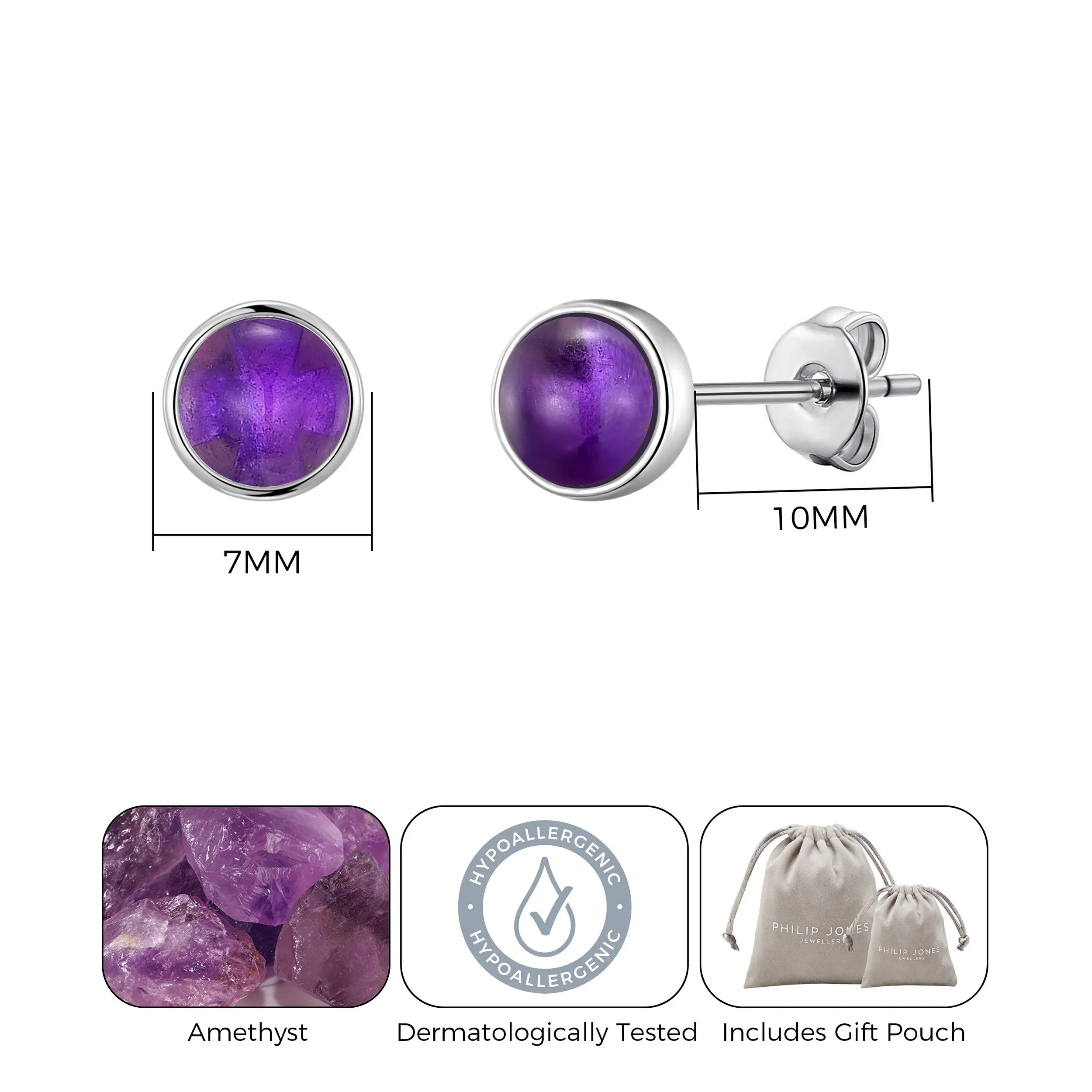 Amethyst Stud Earrings