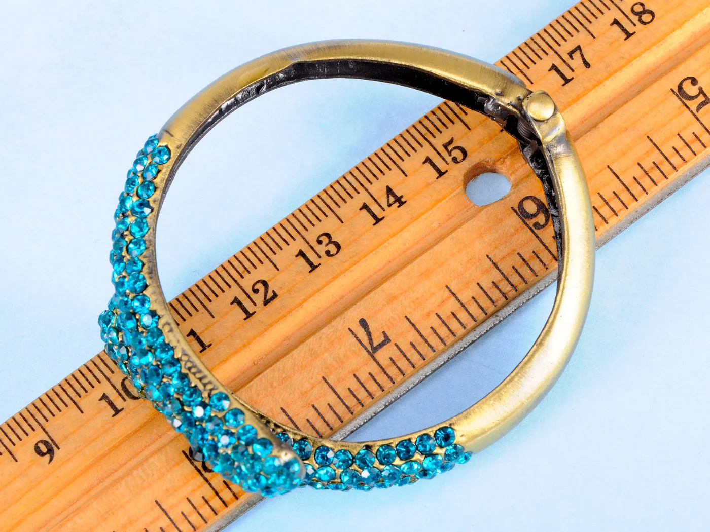 Antique Blue Zircon Statement Cuff Bracelet Bangle