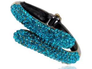 Antique Blue Zircon Statement Cuff Bracelet Bangle