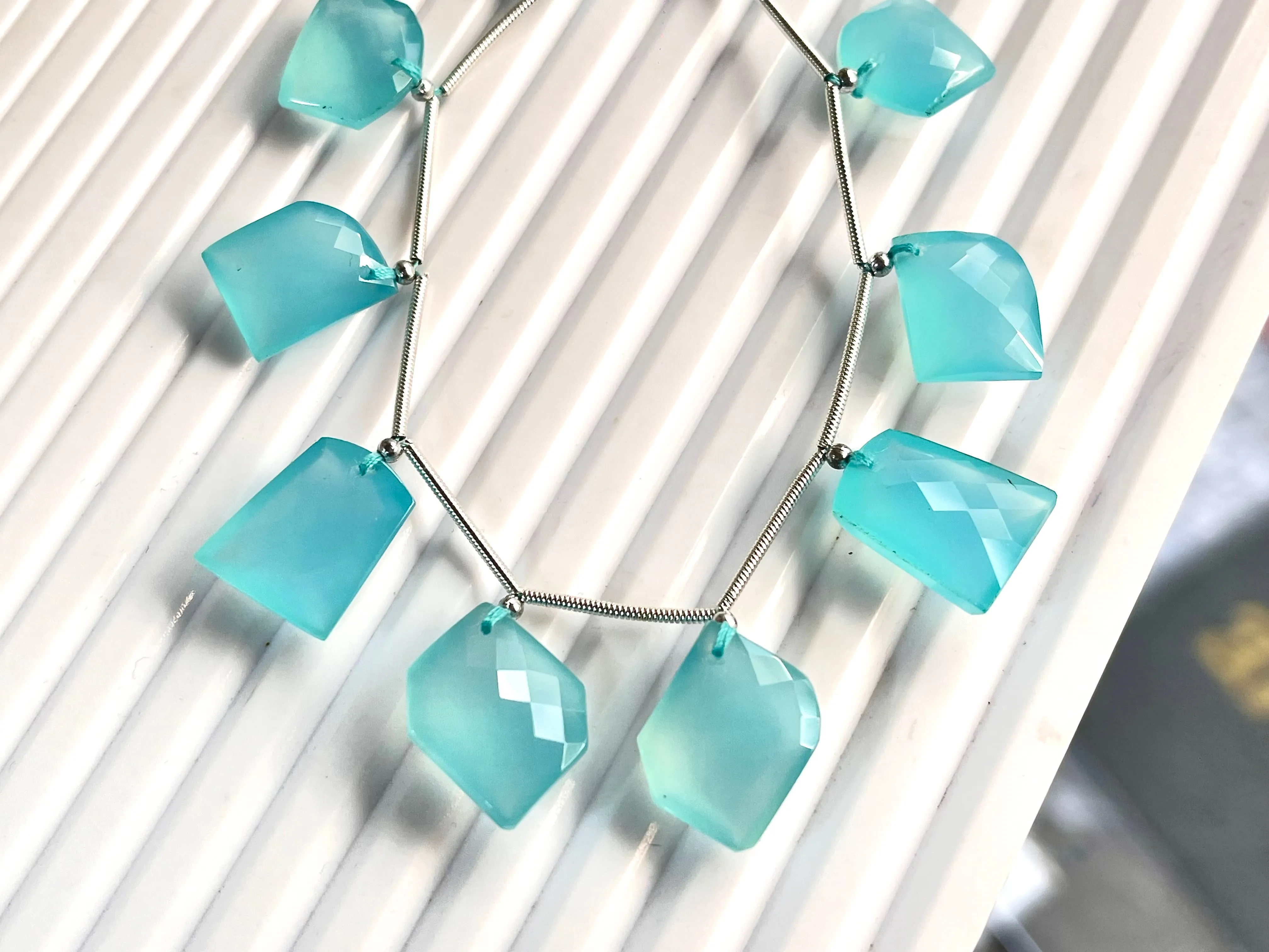 Aqua Blue Onyx Faceted Mix Shape Cut stone Beads
