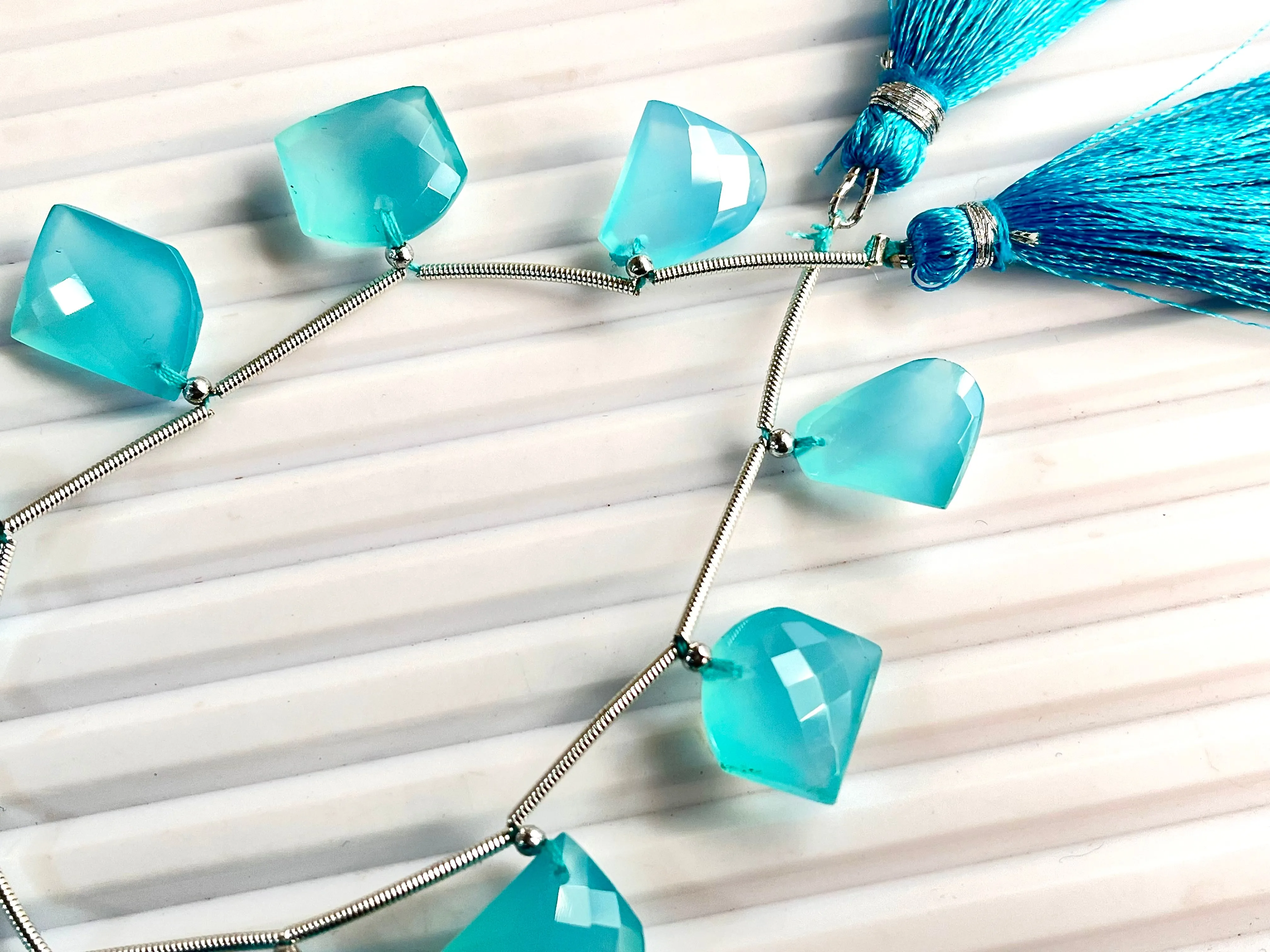 Aqua Blue Onyx Faceted Mix Shape Cut stone Beads