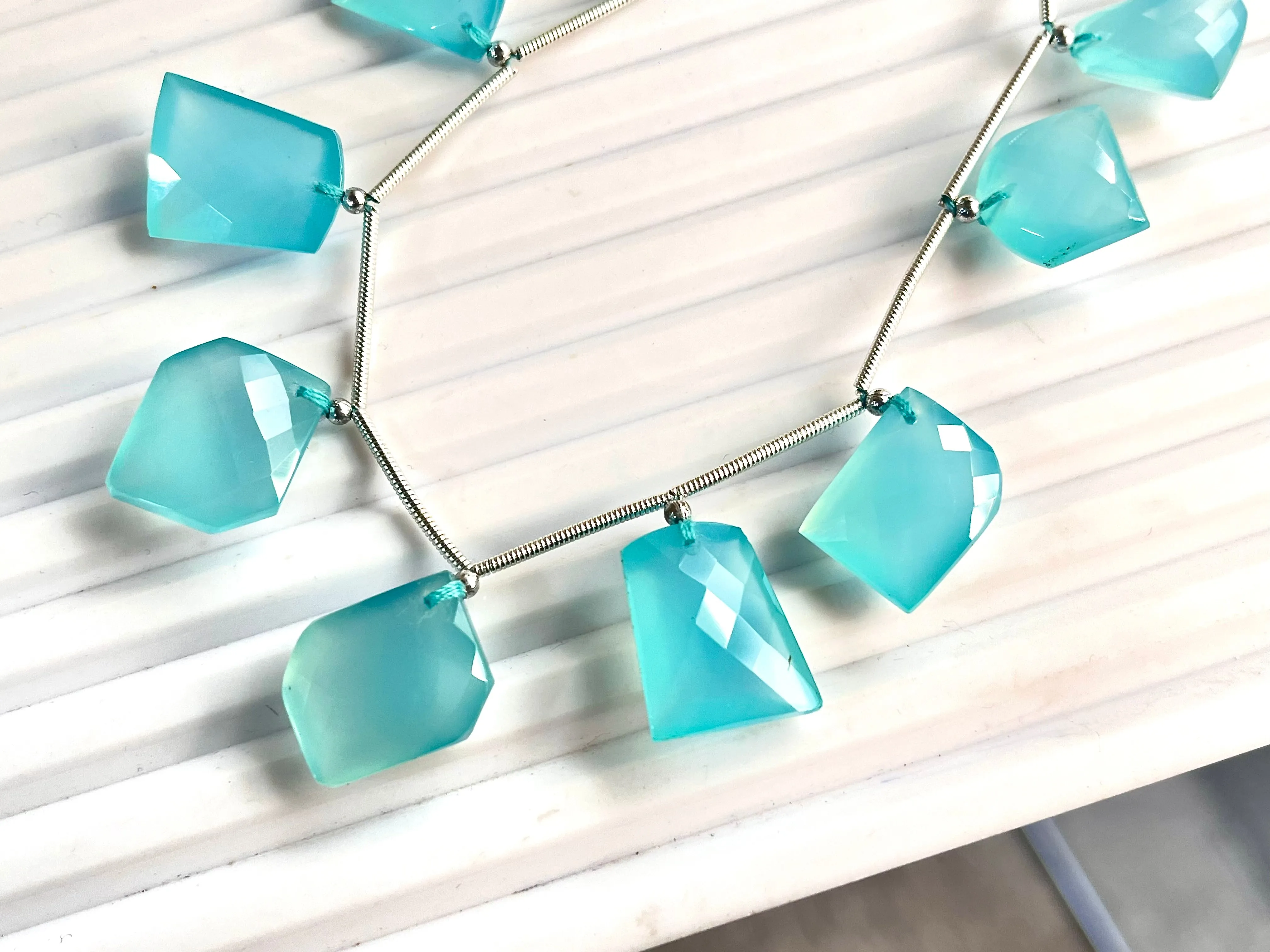 Aqua Blue Onyx Faceted Mix Shape Cut stone Beads