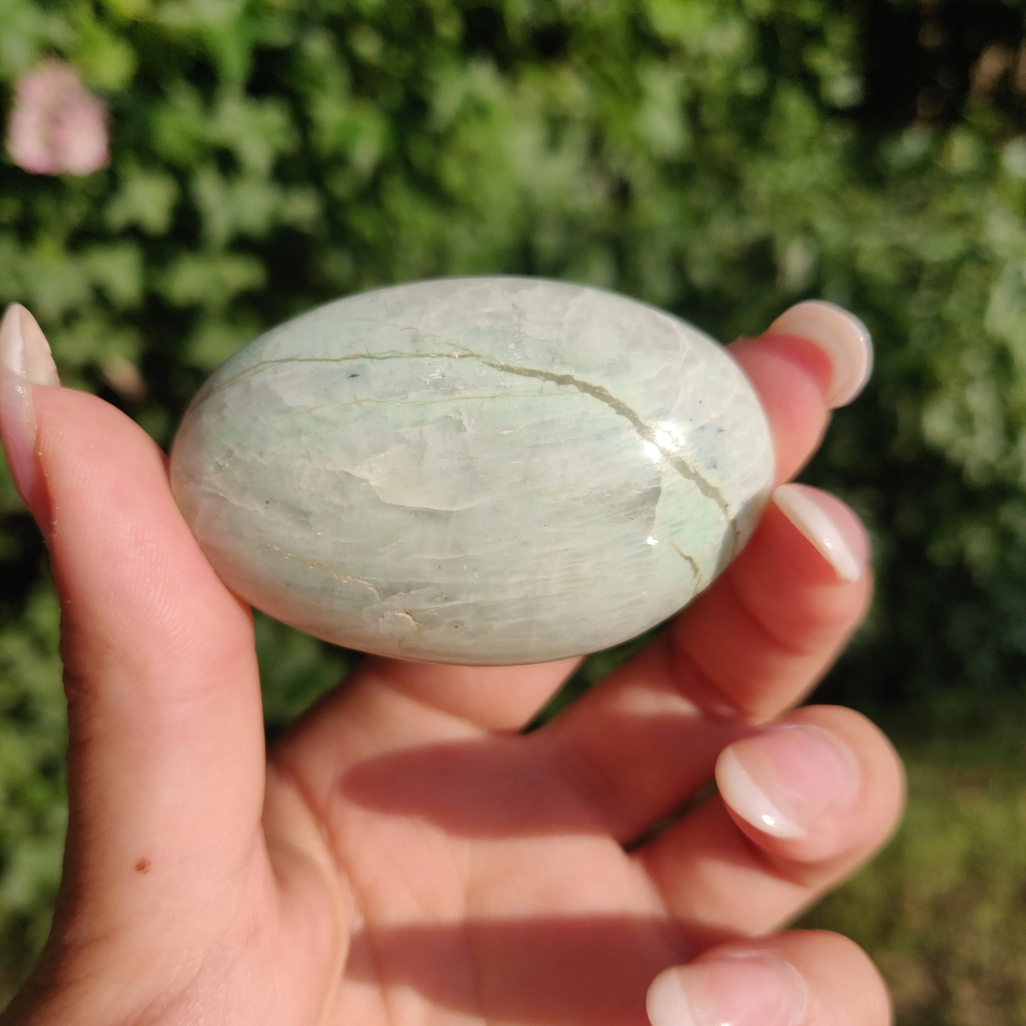 BLUE FLASH Garnierite Palm Stone (#4)