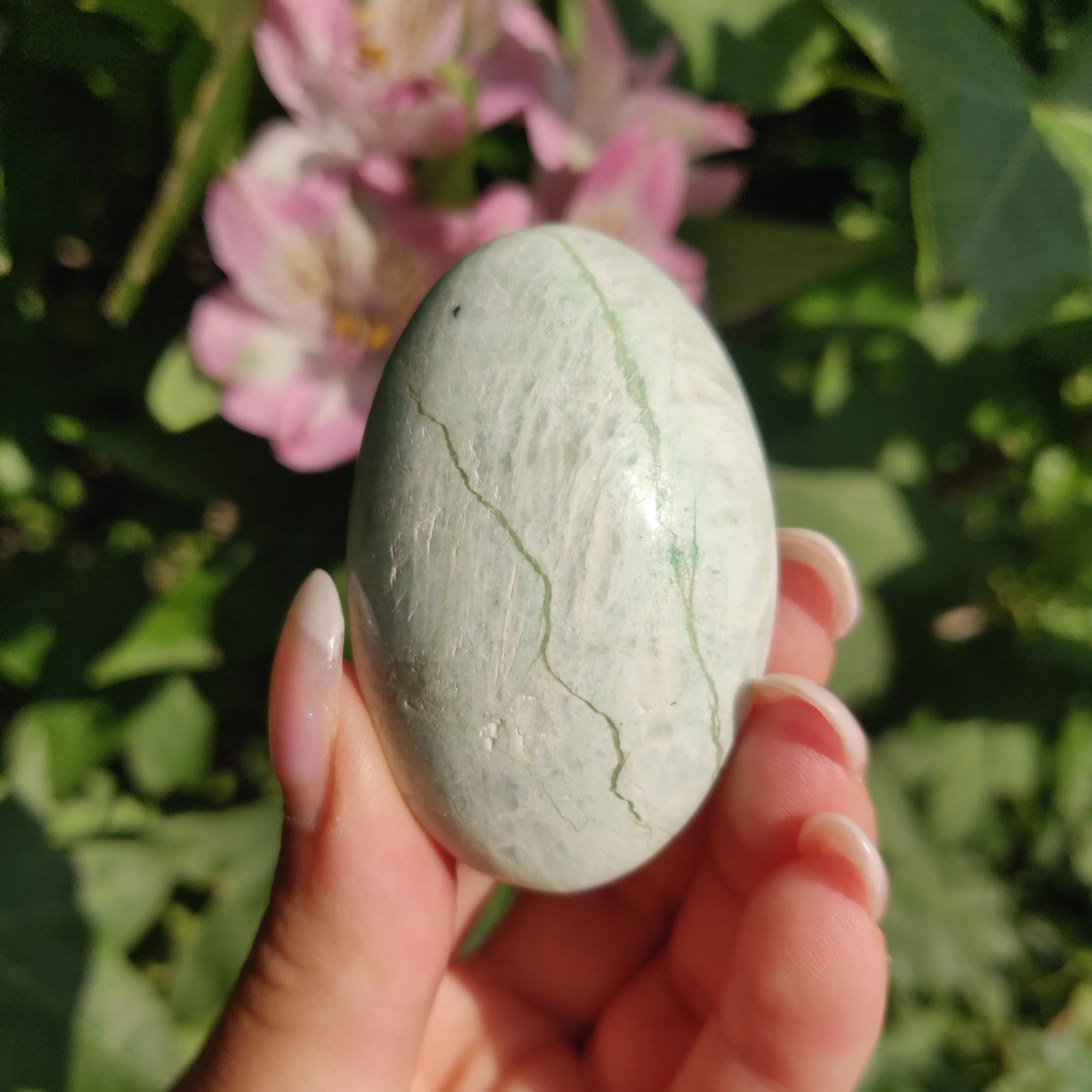 BLUE FLASH Garnierite Palm Stone (#4)