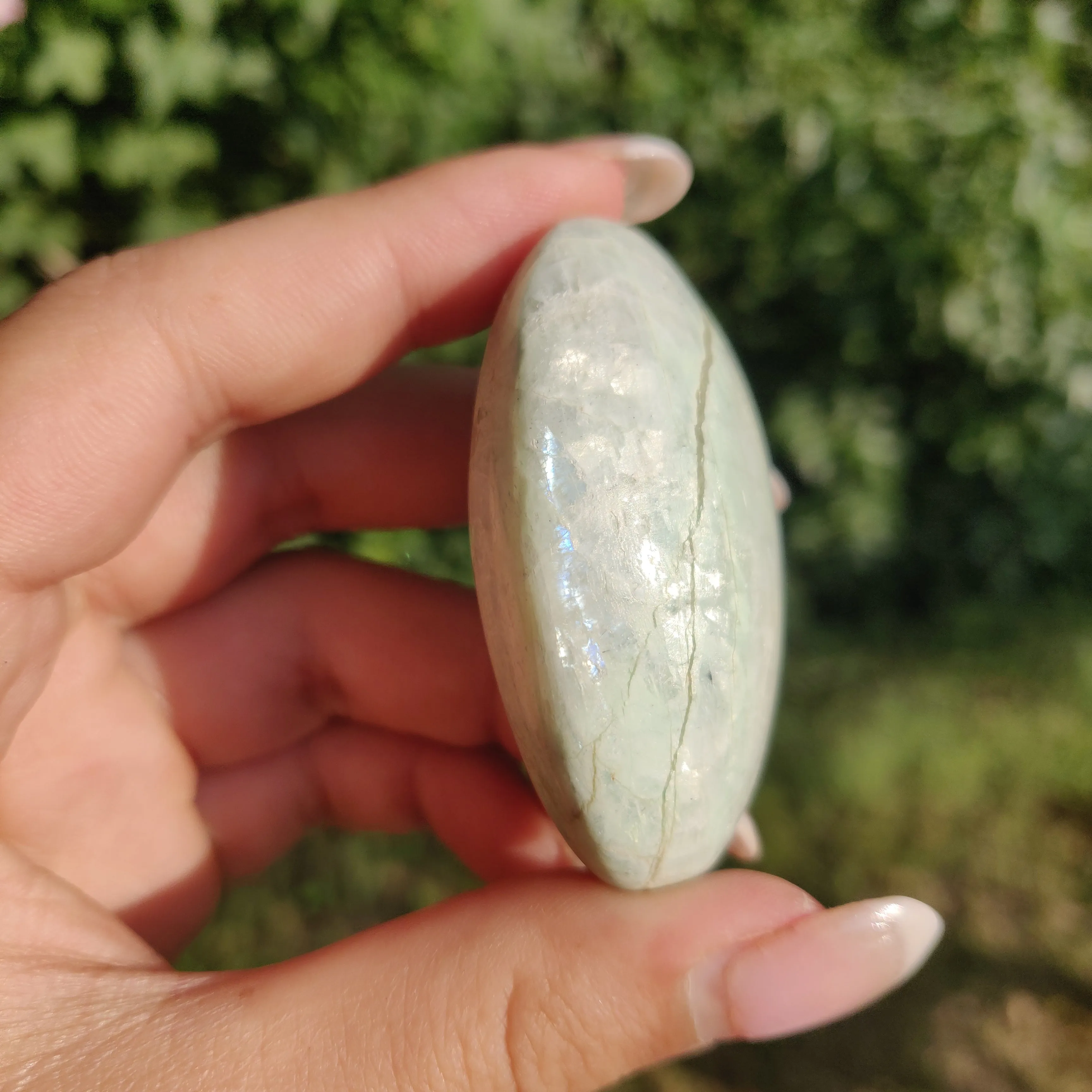BLUE FLASH Garnierite Palm Stone (#4)