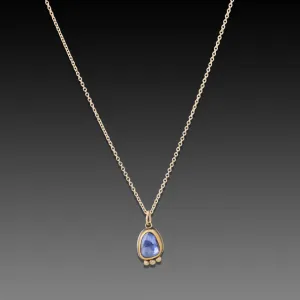 Blue Sapphire Necklace with Diamond Trio