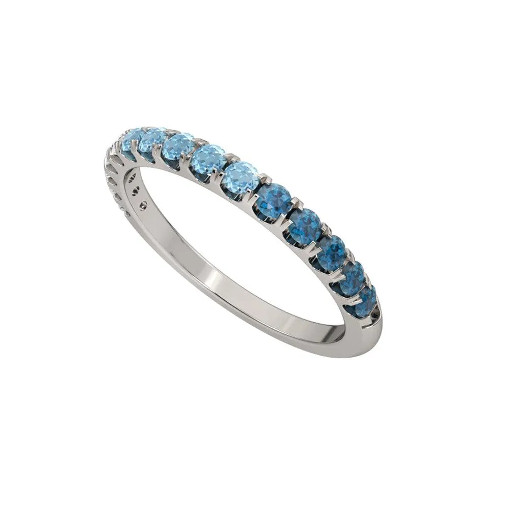 Blue Topaz Ombre Band Ring in Sterling Silver
