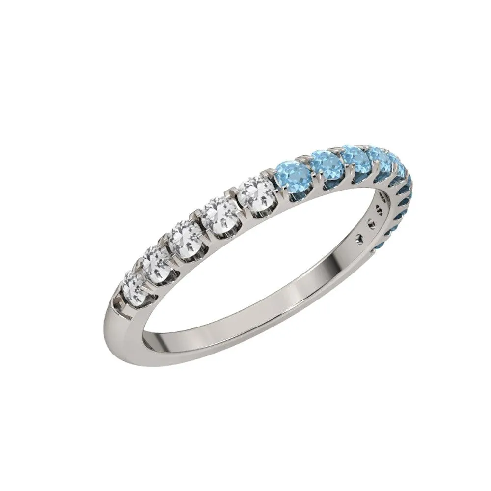Blue Topaz Ombre Band Ring in Sterling Silver