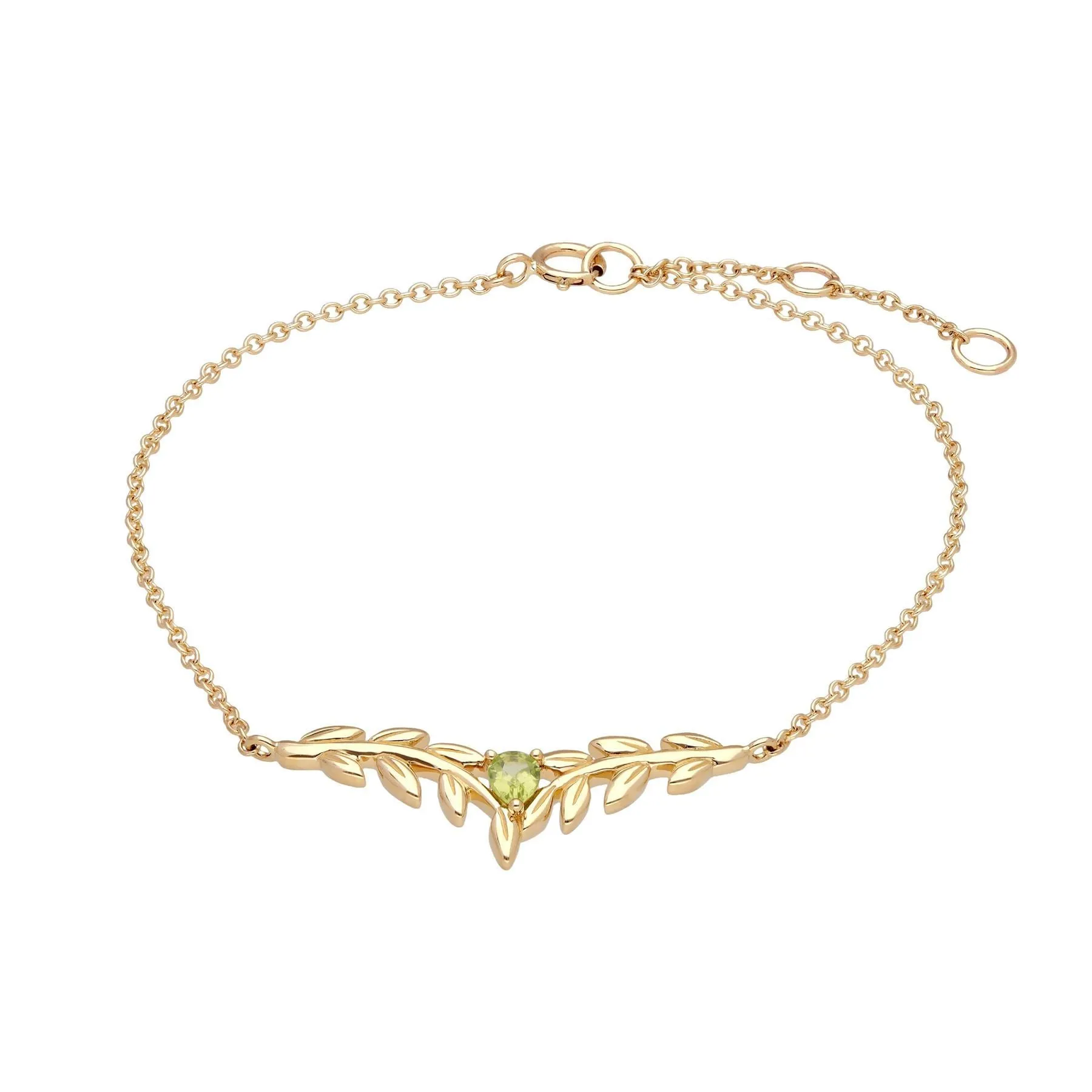 Bracelet et Boucles d'Oreilles Clou O Leaf Or Jaune 375 Péridot