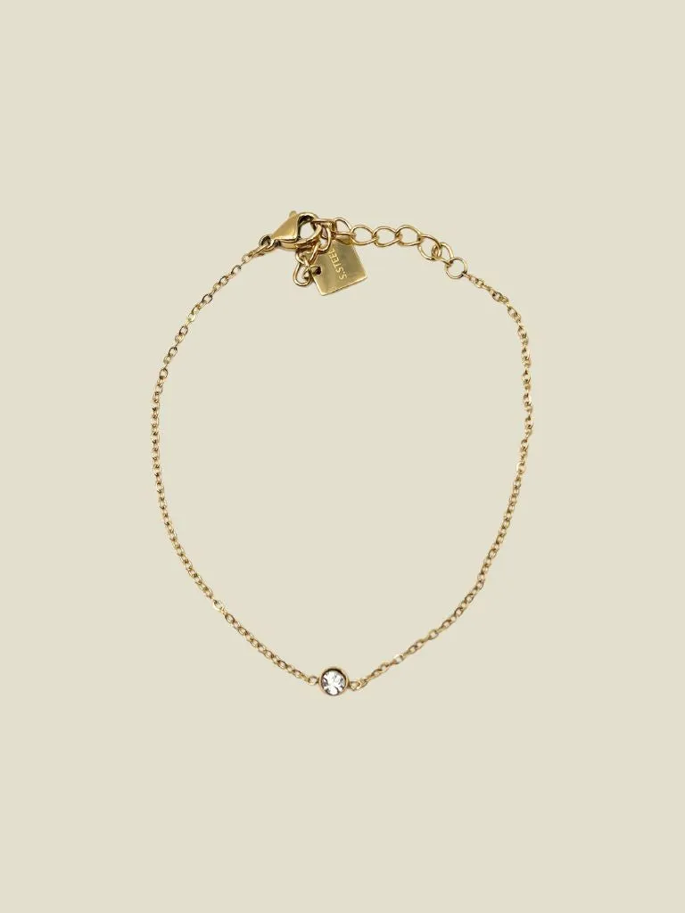 Bracelet Thin White Zircon Gold