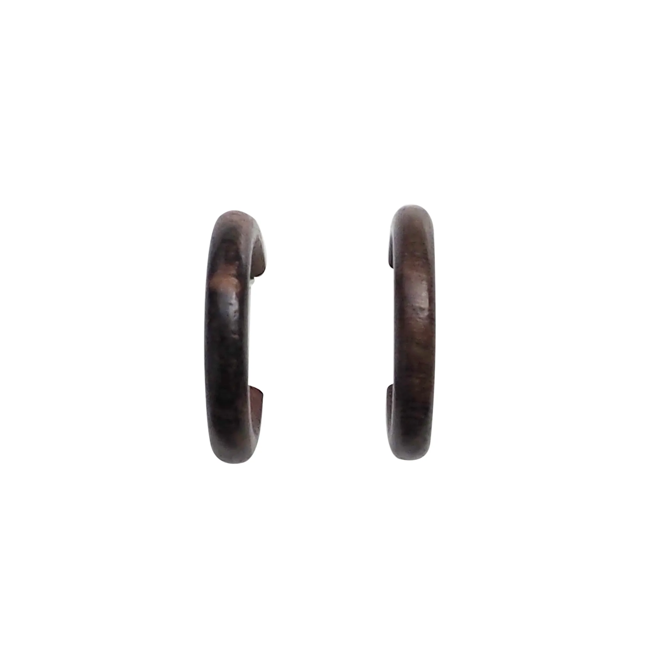 Brown Wood Invisible Clip On Hoop Earrings