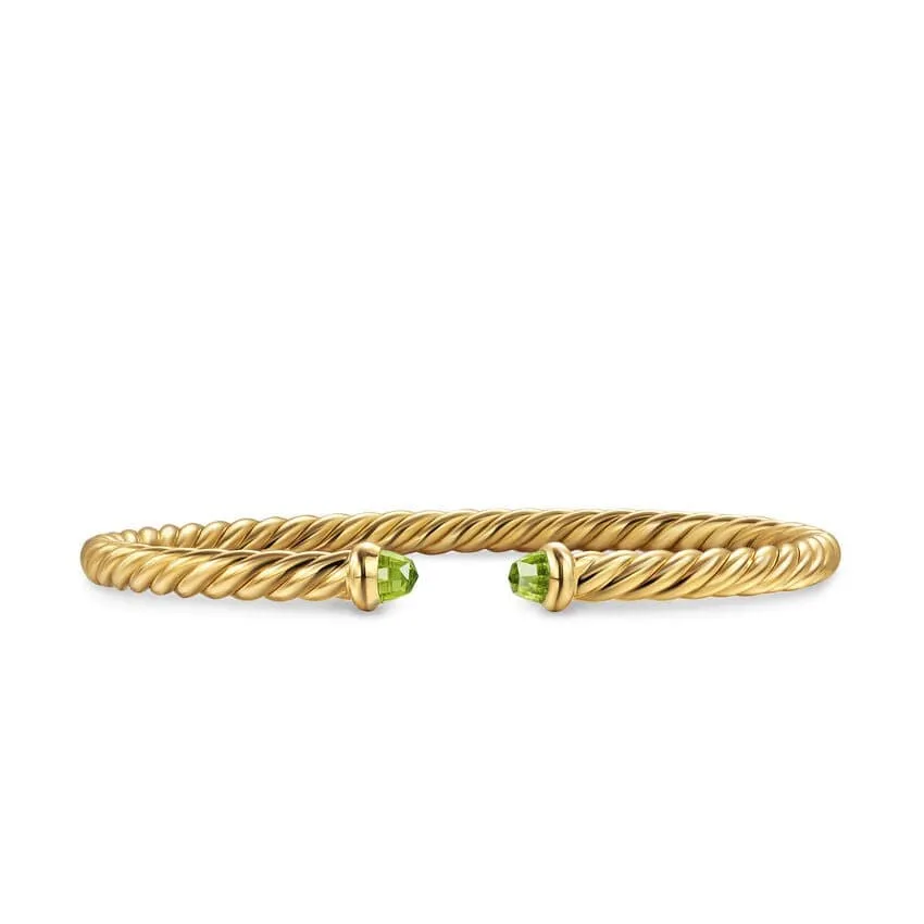 Cablespira® Flex Bracelet 18K Yellow Gold with Peridot, 4mm