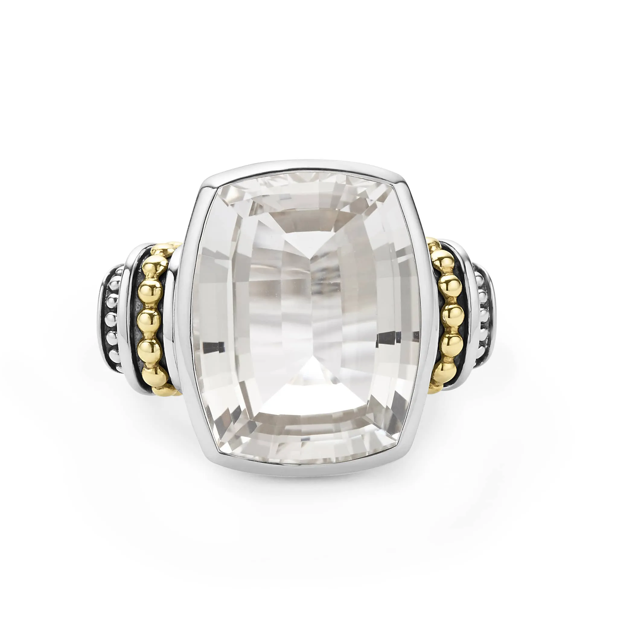 Caviar Color Large White Topaz Statment Ring
