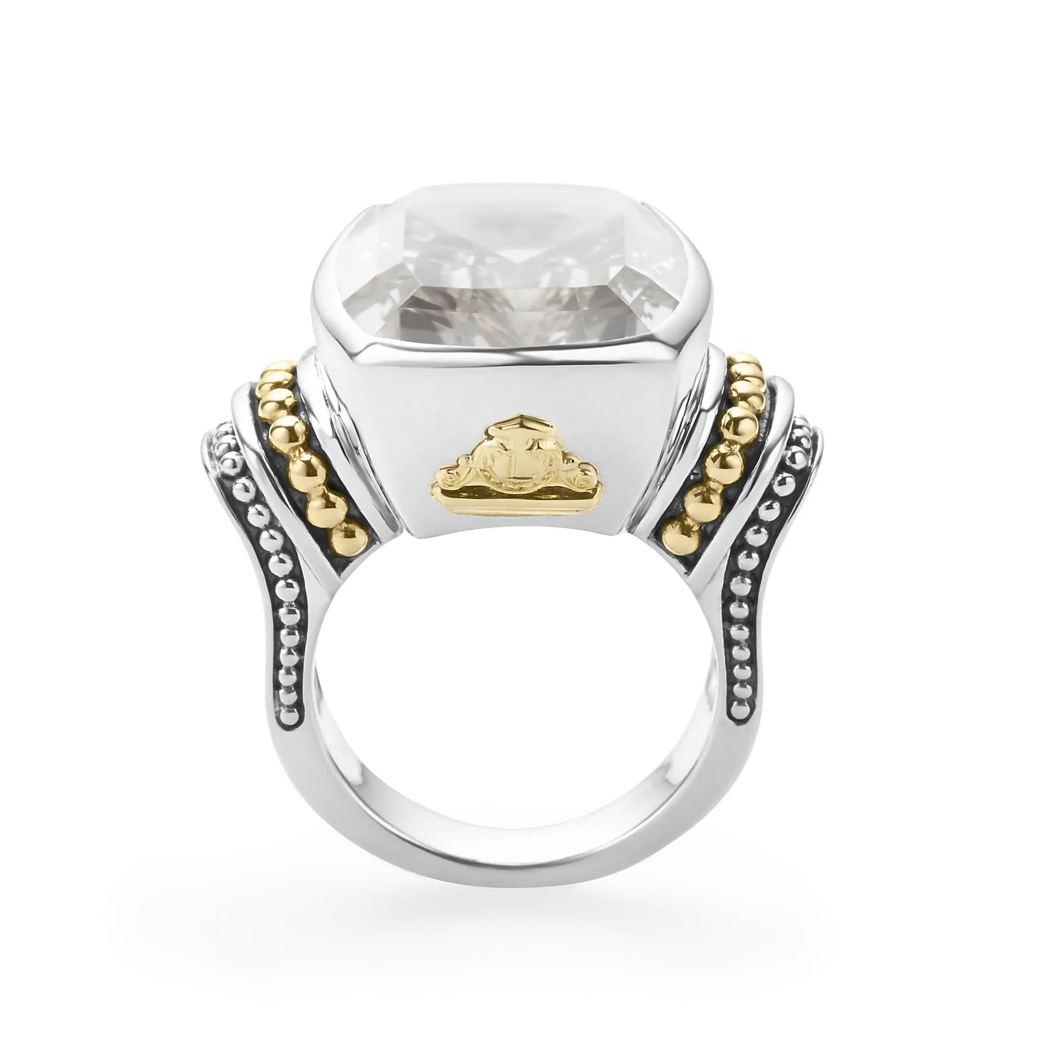Caviar Color Large White Topaz Statment Ring