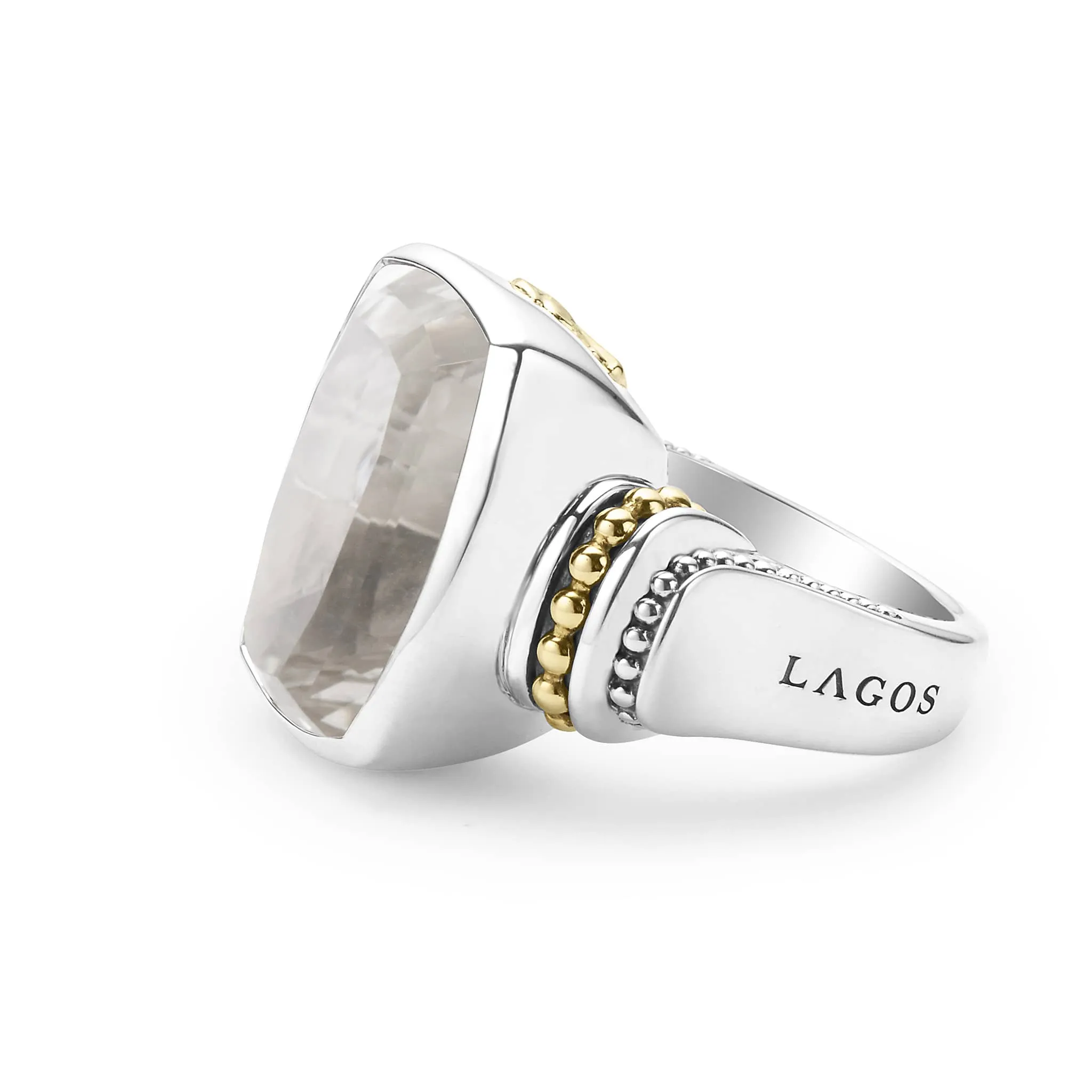 Caviar Color Large White Topaz Statment Ring