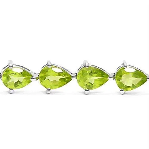 CHARMING !   13CARAT (20 PCS) PEAR SHAPE PERIDOT   925 STERLING SILVER BRACELET
