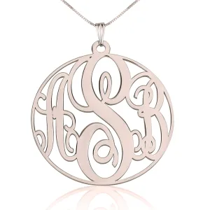 Circle Monogram Necklace Rose Gold Plated
