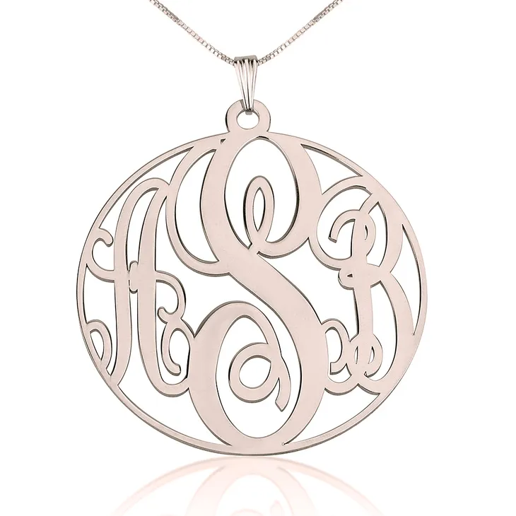Circle Monogram Necklace Rose Gold Plated