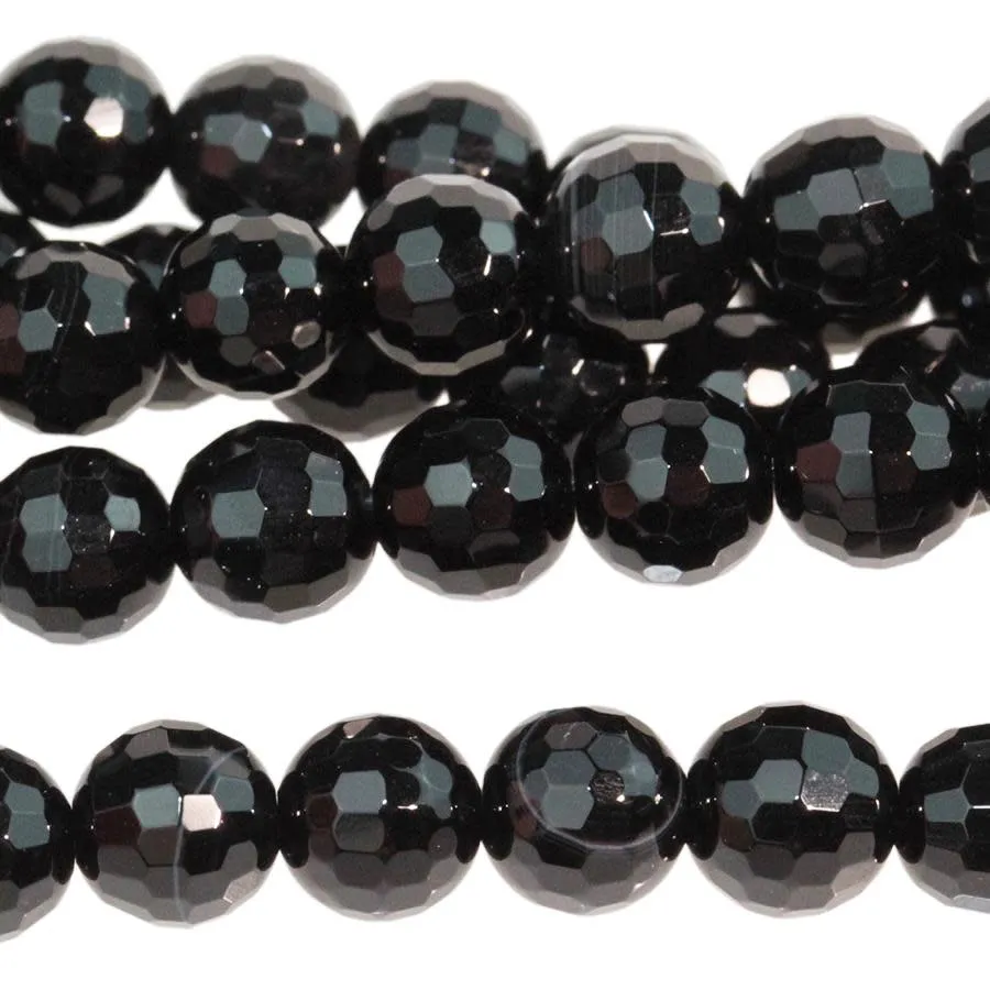 Dakota Stones Black Onyx 6mm Faceted Round Bead Strand