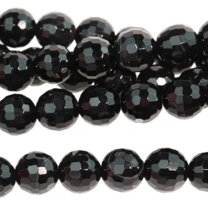 Dakota Stones Black Onyx 6mm Faceted Round Bead Strand