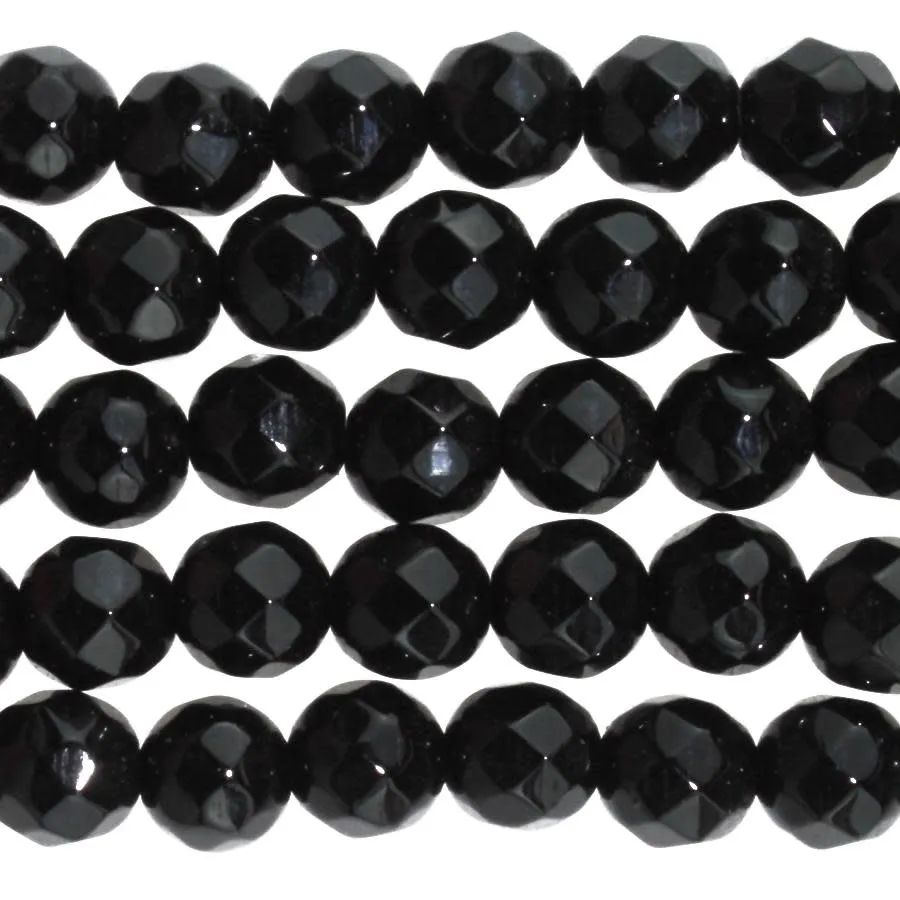 Dakota Stones Black Onyx 6mm Faceted Round Bead Strand