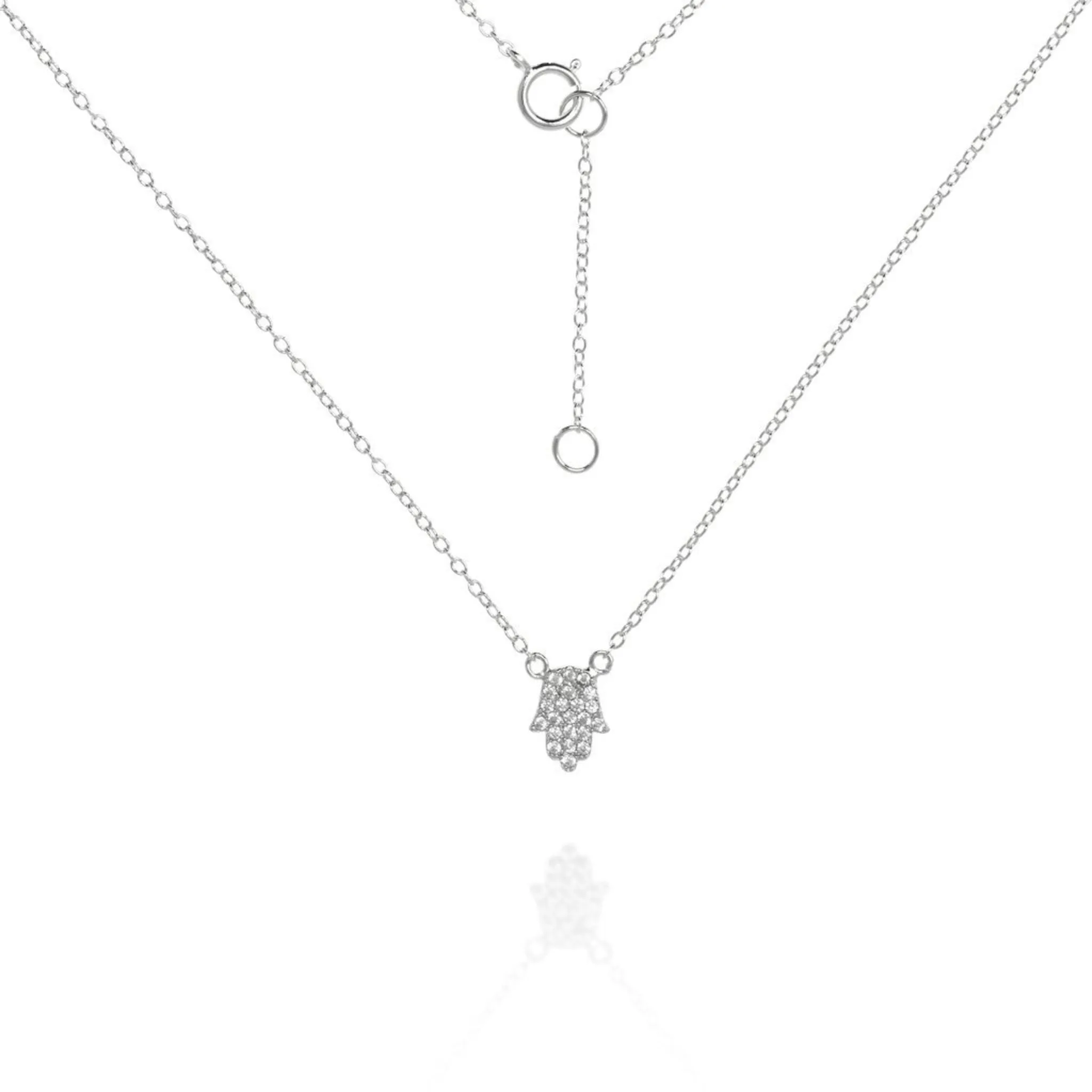 Delicate Hamsa & Chain Silver Necklace by Penny Levi