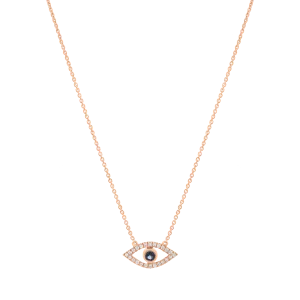 Diamond Evil Eye Necklace - 14K Rose Gold