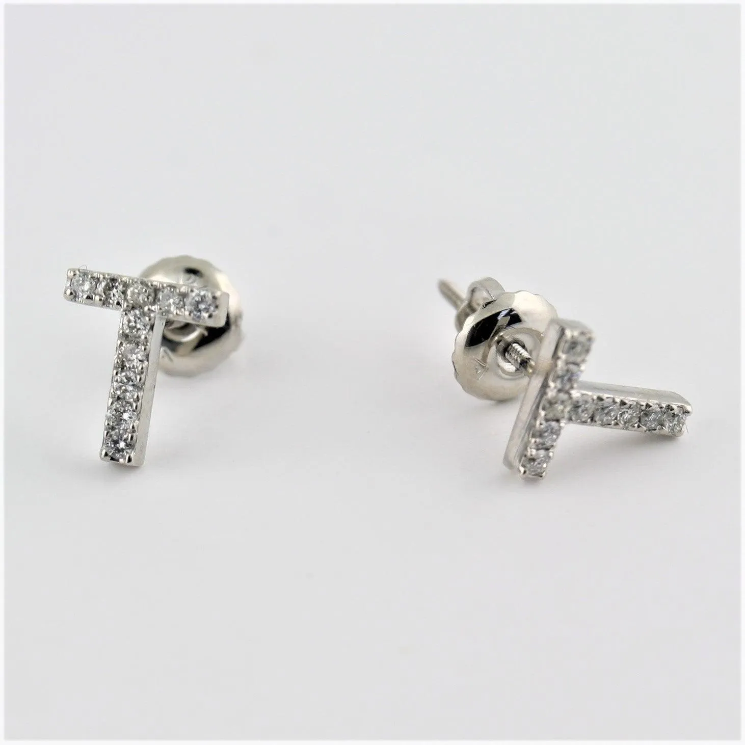 Diamond Initial Earrings 14K Gold
