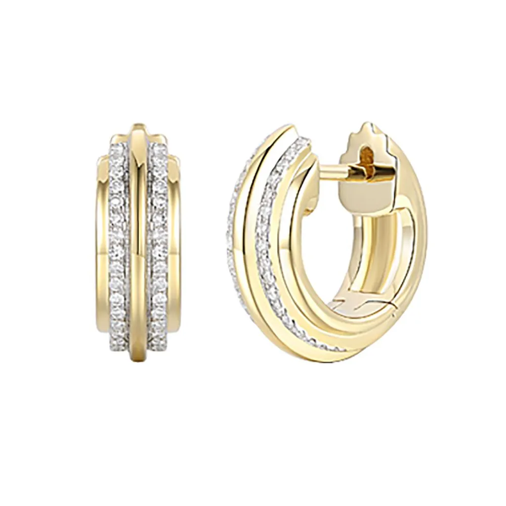 Double Row Diamond Huggies 13.5x4.6mm