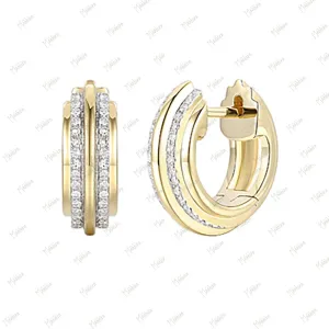 Double Row Diamond Huggies 13.5x4.6mm Double Row Diamond Huggies 13.5x4.6mm