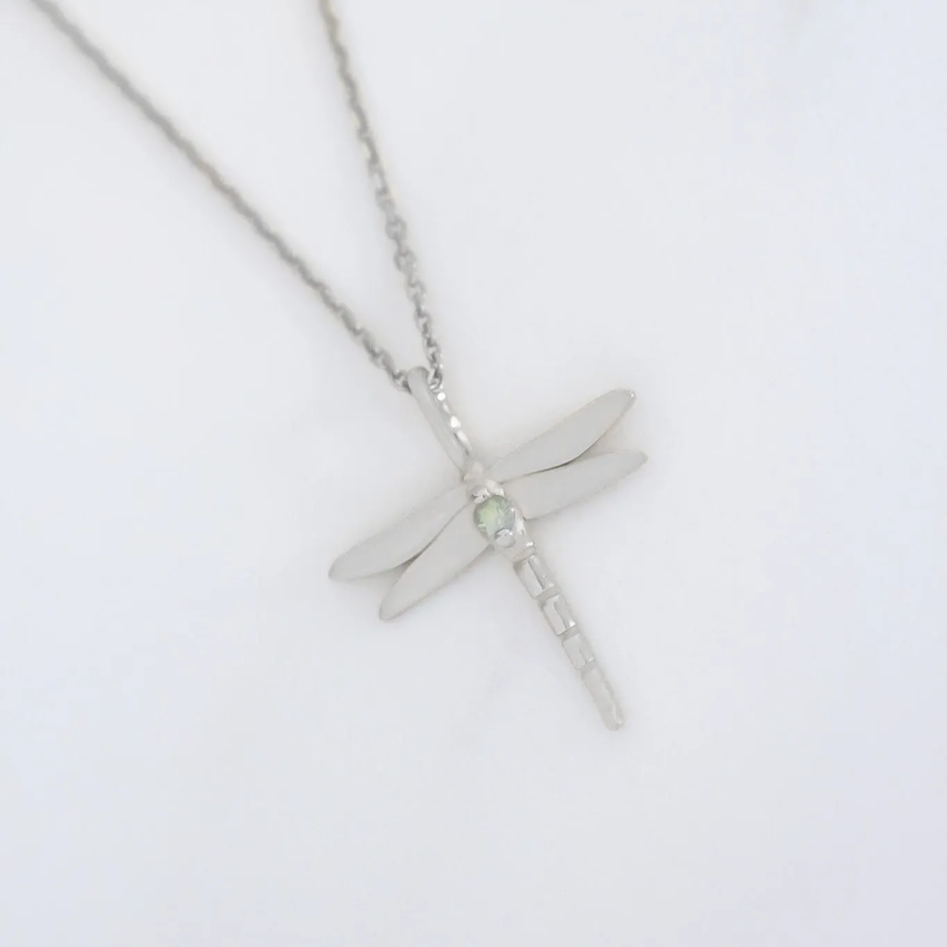 Dragonfly Green Sapphire necklace silver