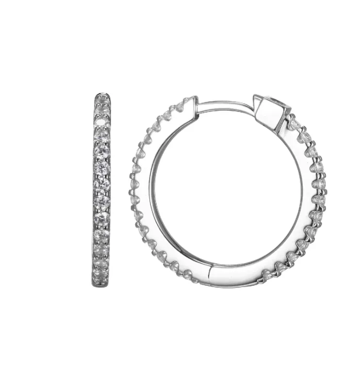 ELLE Sterling Silver "Stardust" CZ Hoop Earrings (SI5059)