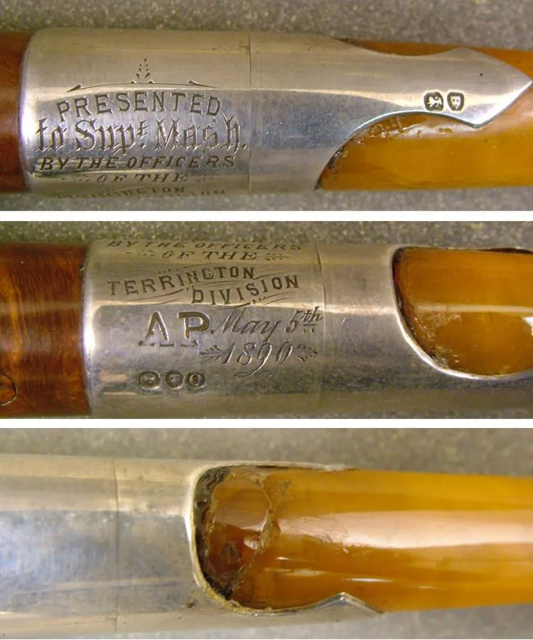 English Police Superintendent?s Sliver Mounted Pipe: 1890 (One Only)