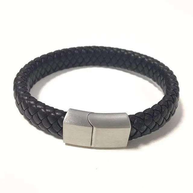 Fashion male magnetic leather bracelet