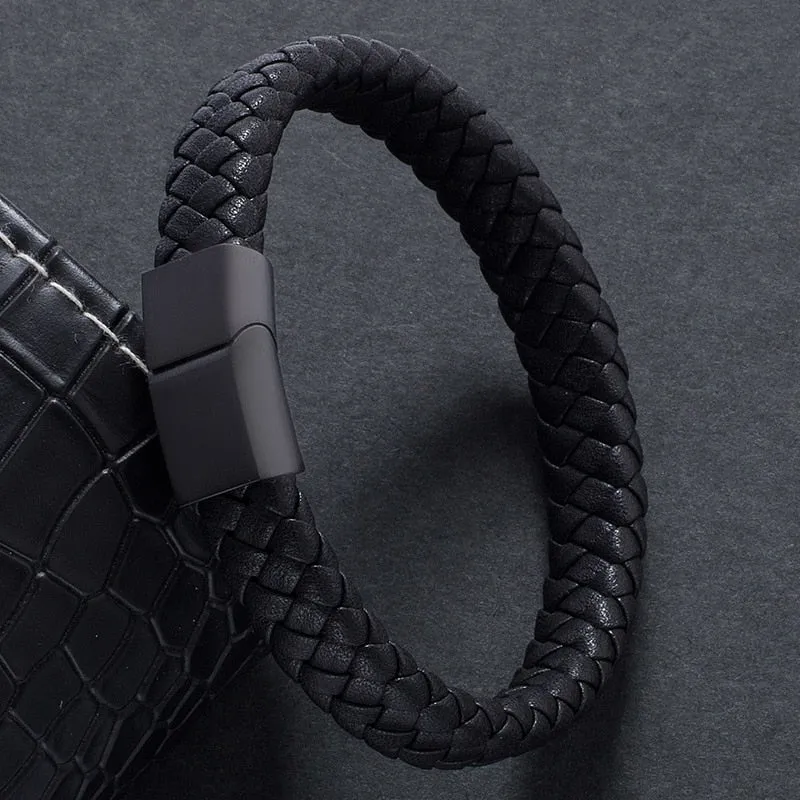 Fashion male magnetic leather bracelet