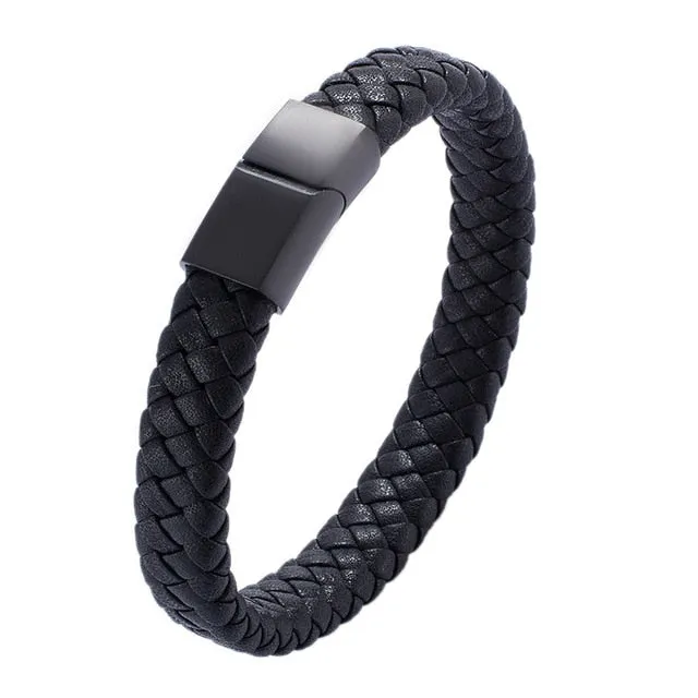 Fashion male magnetic leather bracelet
