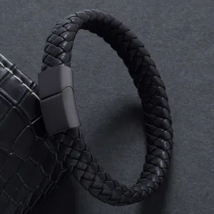 Fashion male magnetic leather bracelet