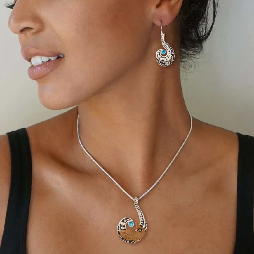 FOSSILIZED MAMMOTH TUSK BLUE WHALE PENDANT - BLUE WHALE