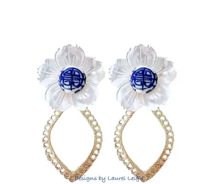 Gold Scalloped Floral Chinoiserie Earrings