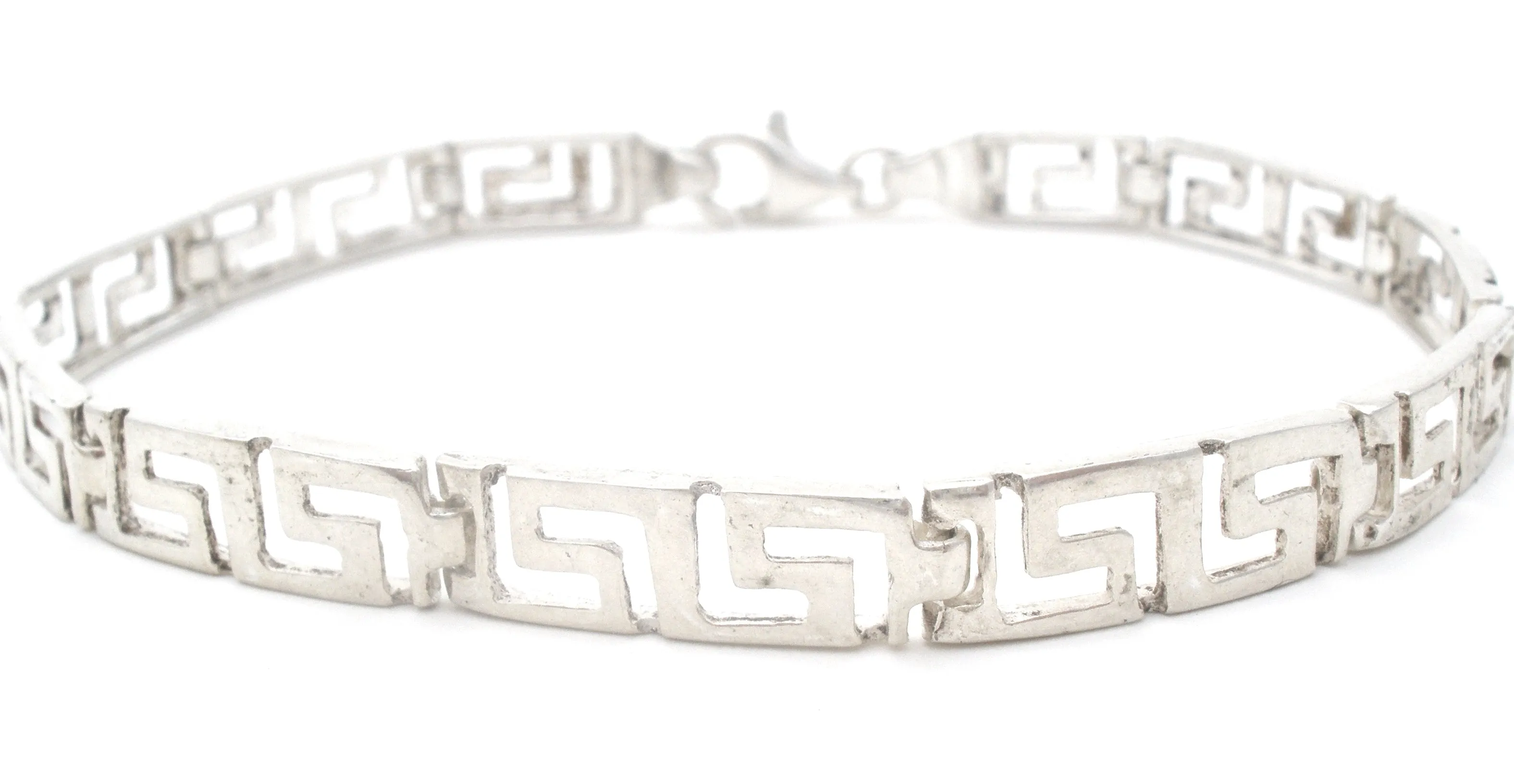 Greek Key Bracelet Sterling Silver 8"