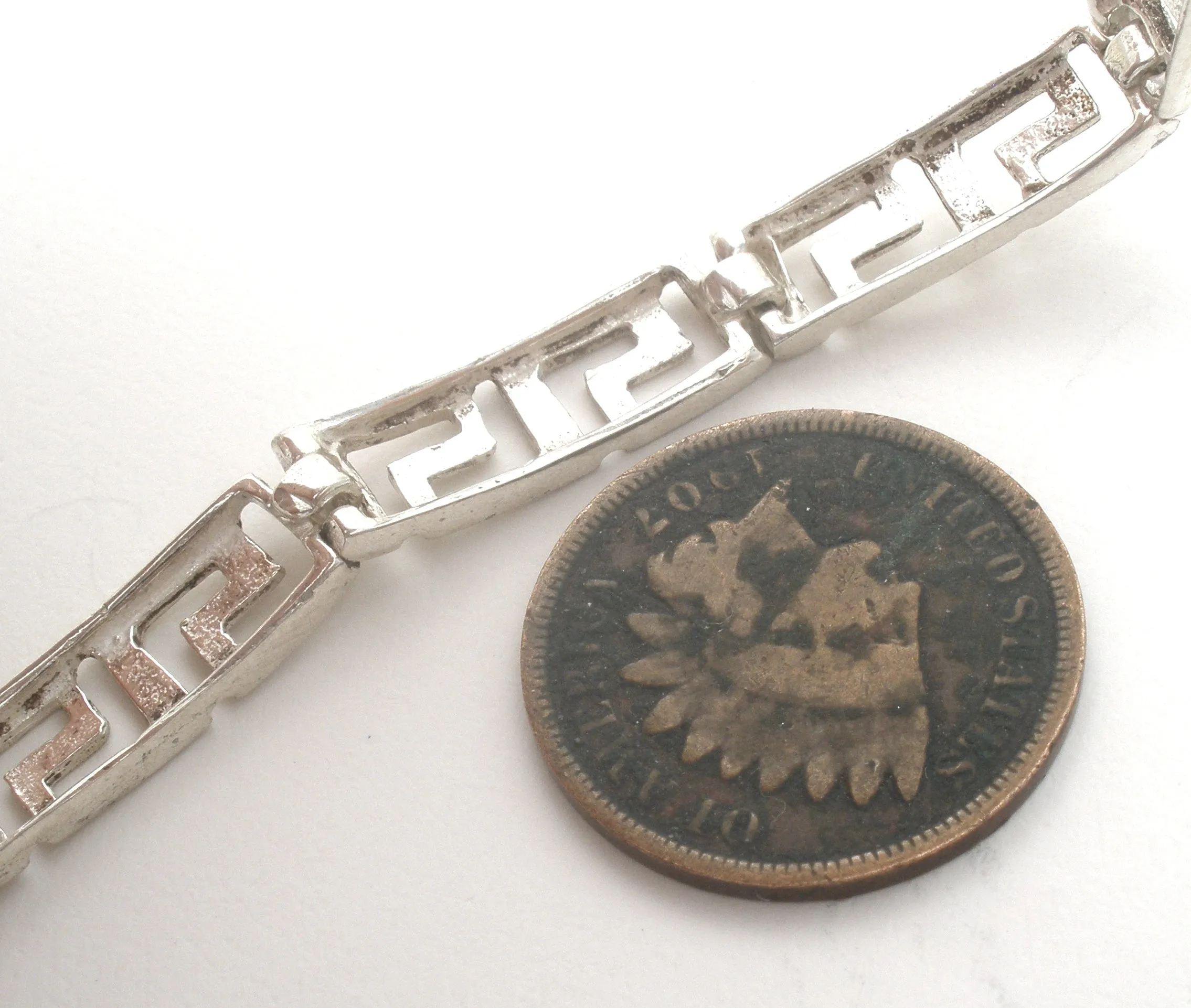 Greek Key Bracelet Sterling Silver 8"